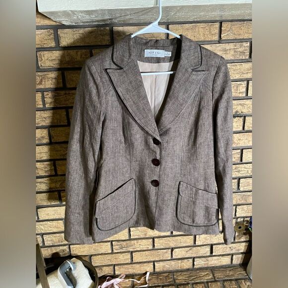 Iris setlakwe 100%‎ linen brown pants suit - Picture 7 of 14